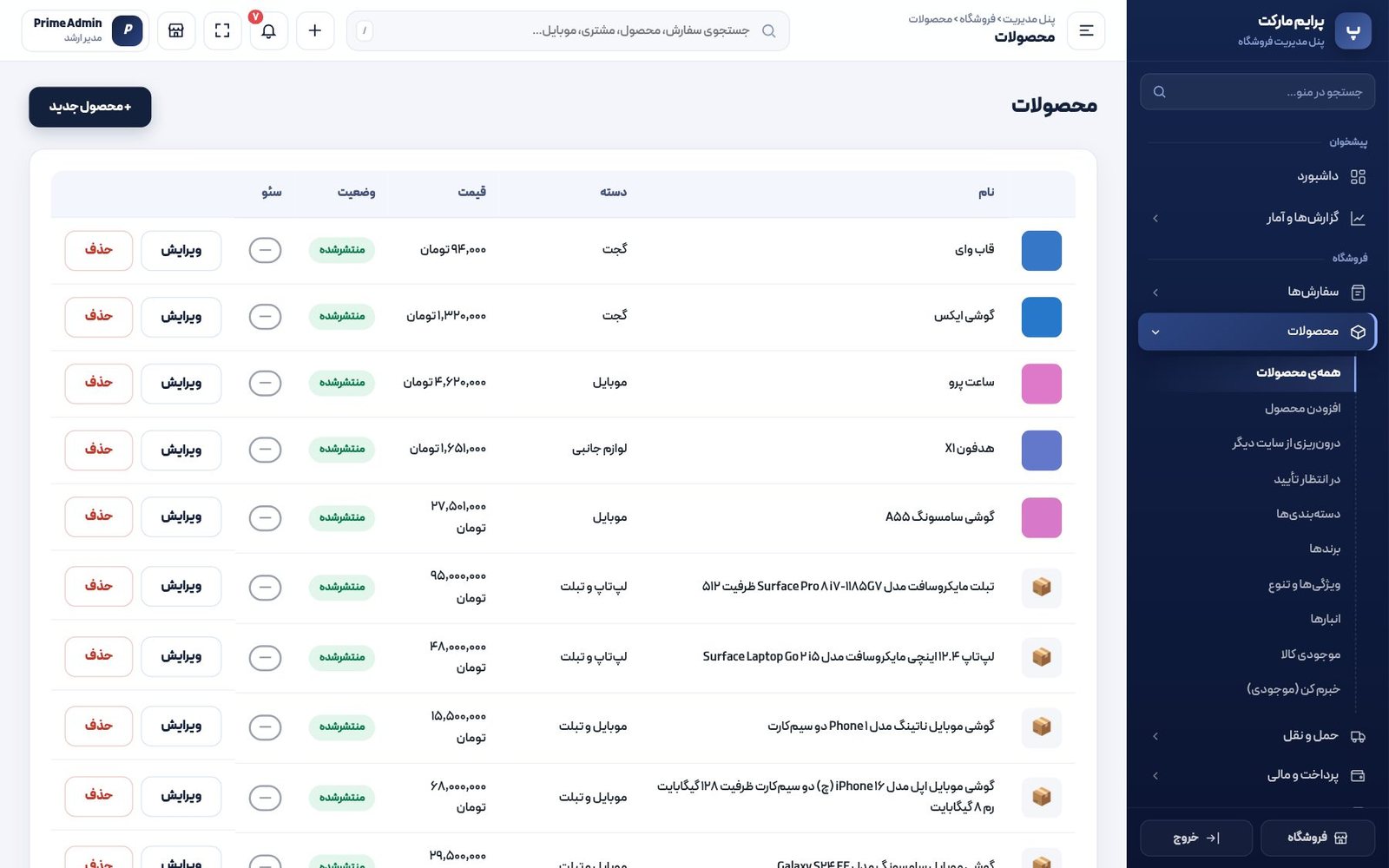 مدیریت کامل کاتالوگ
